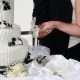 A bride cake cutting ceremony