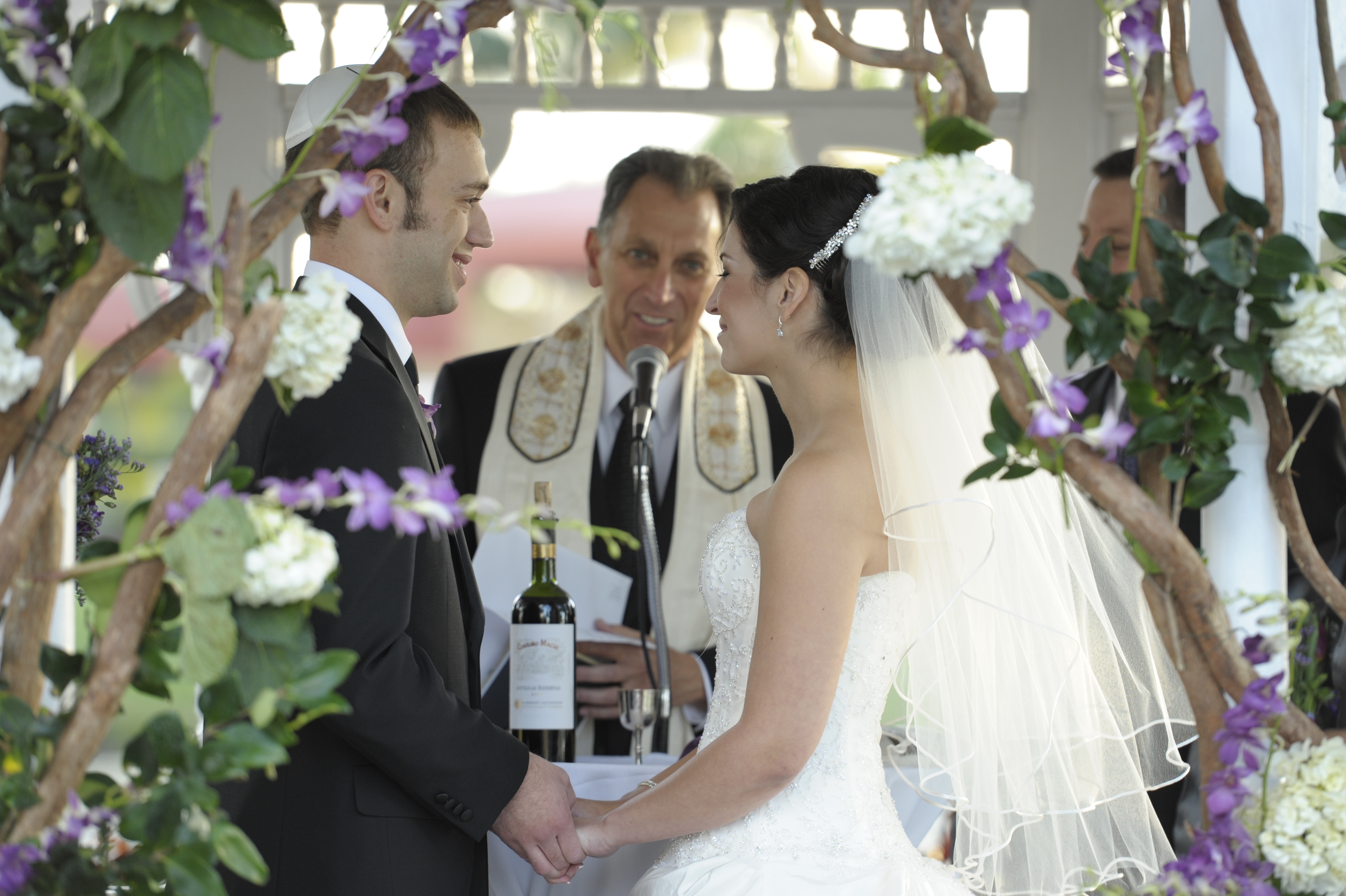 A bride and a groom on their wedding day